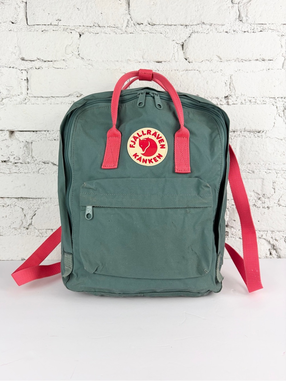 Fjallraven Forest Green Blue Pink Canvas Zip Around Backpack